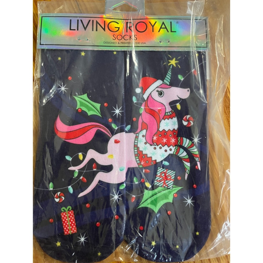 Living Royal Christmas Pink Unicorn Socks 1 Pair New Sealed One Size